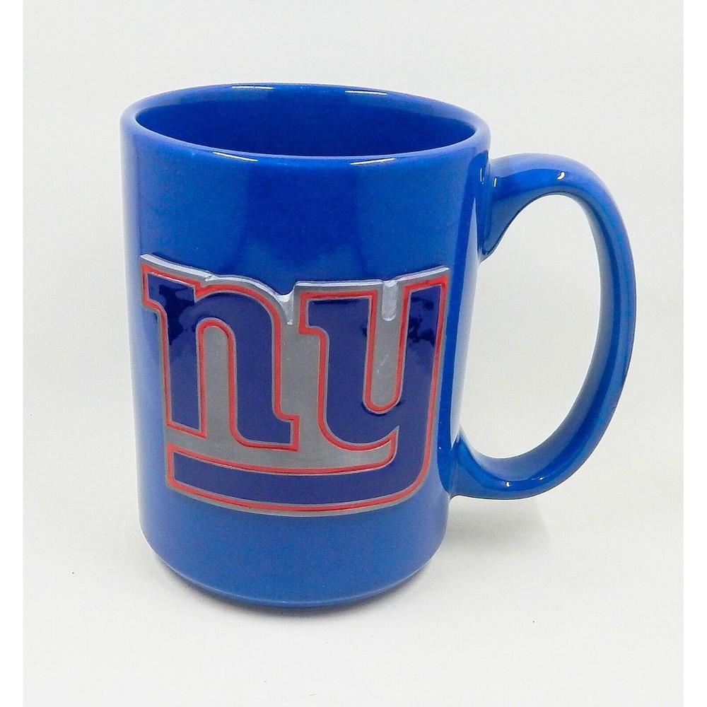 New York Giants Pewter Logo Blue Coffee Tea Mug Cap 12 oz Great American Product